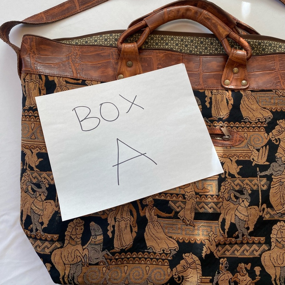 Woven Tapestry Shoulder Bag with Brown Leather Trim - Picture 16 of 16